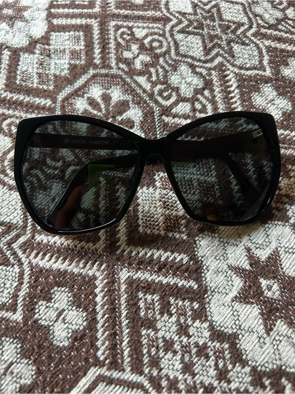 Linda Farrow 61015 Oversized Black Cat Eye Sunglasses